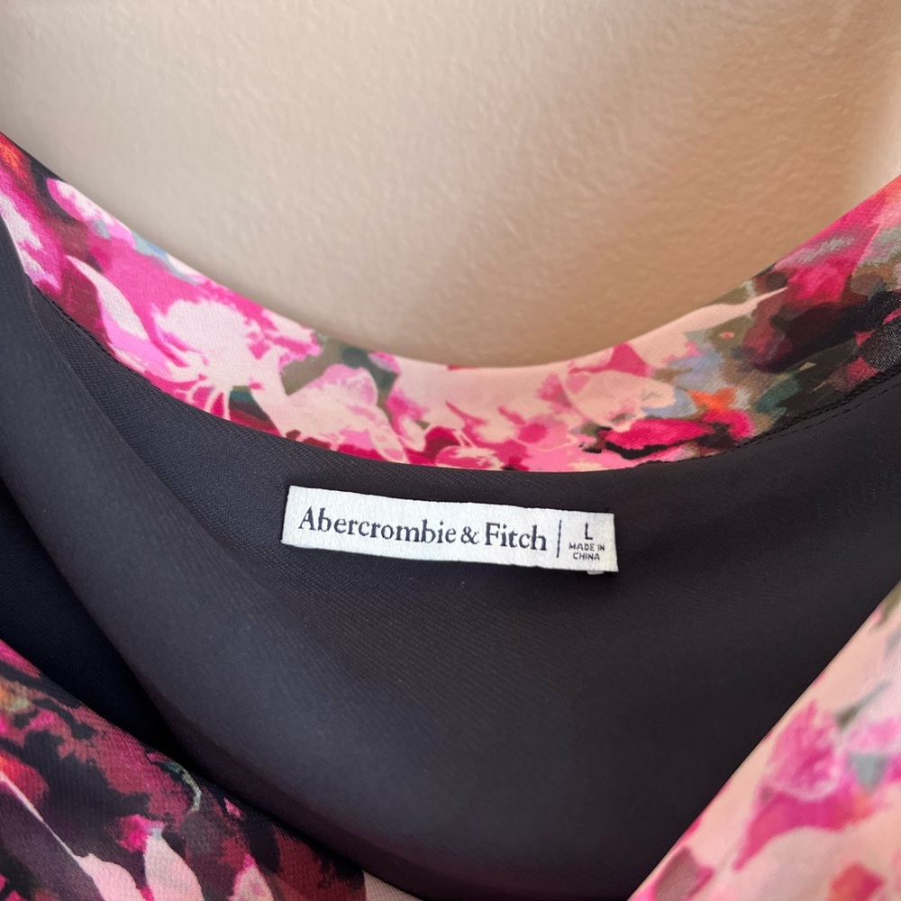 Abercrombie & Fitch Pink Multi Floral Cowl Neck Mini Dress - Picture 3 of 5